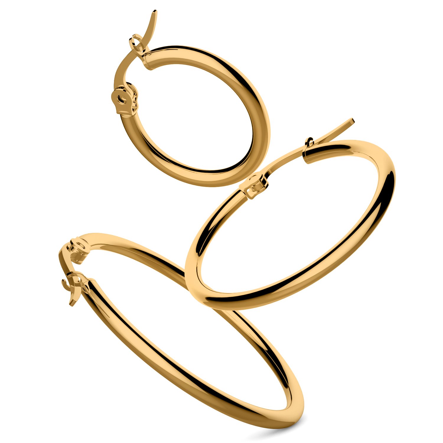 Hoop Earring,UHIBROS Stainless Steel Teardrop Hoop Earring Sets for Women Hypoallergenic 3 Pairs (Teardrop Hoop Earring Gold)