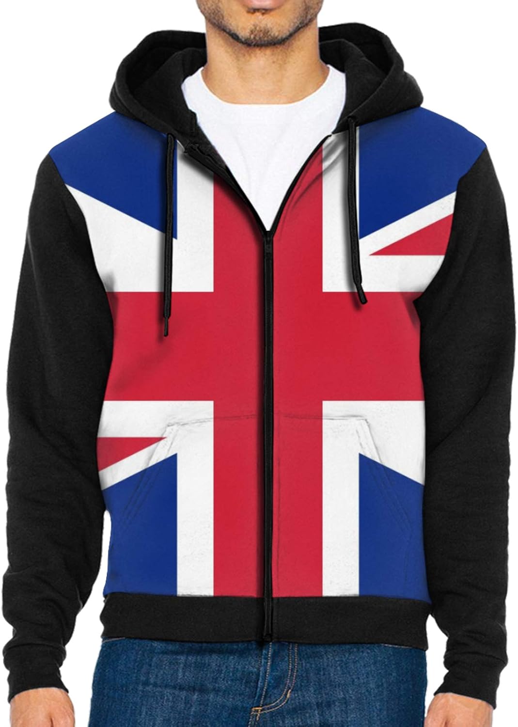 UK British Flag Casual Lightweight Mans Novelty Hoodies with Pockets