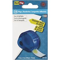 Redi-Tag 'Please Sign And Date' Reversible Arrow Flags - 6 Rolls, 120 Flags Per Roll, Mint Green - View #7