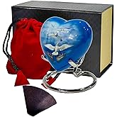 THE ASCENT MEMORIAL Heart Urn for Sacred Ashes Adult Male Female | Funeral Gift Pack of Dove Painted Small Heart Urn, Display Stand, Velvet Carry Bag, a Paper Funnel with Magnetic Closure Gift Box