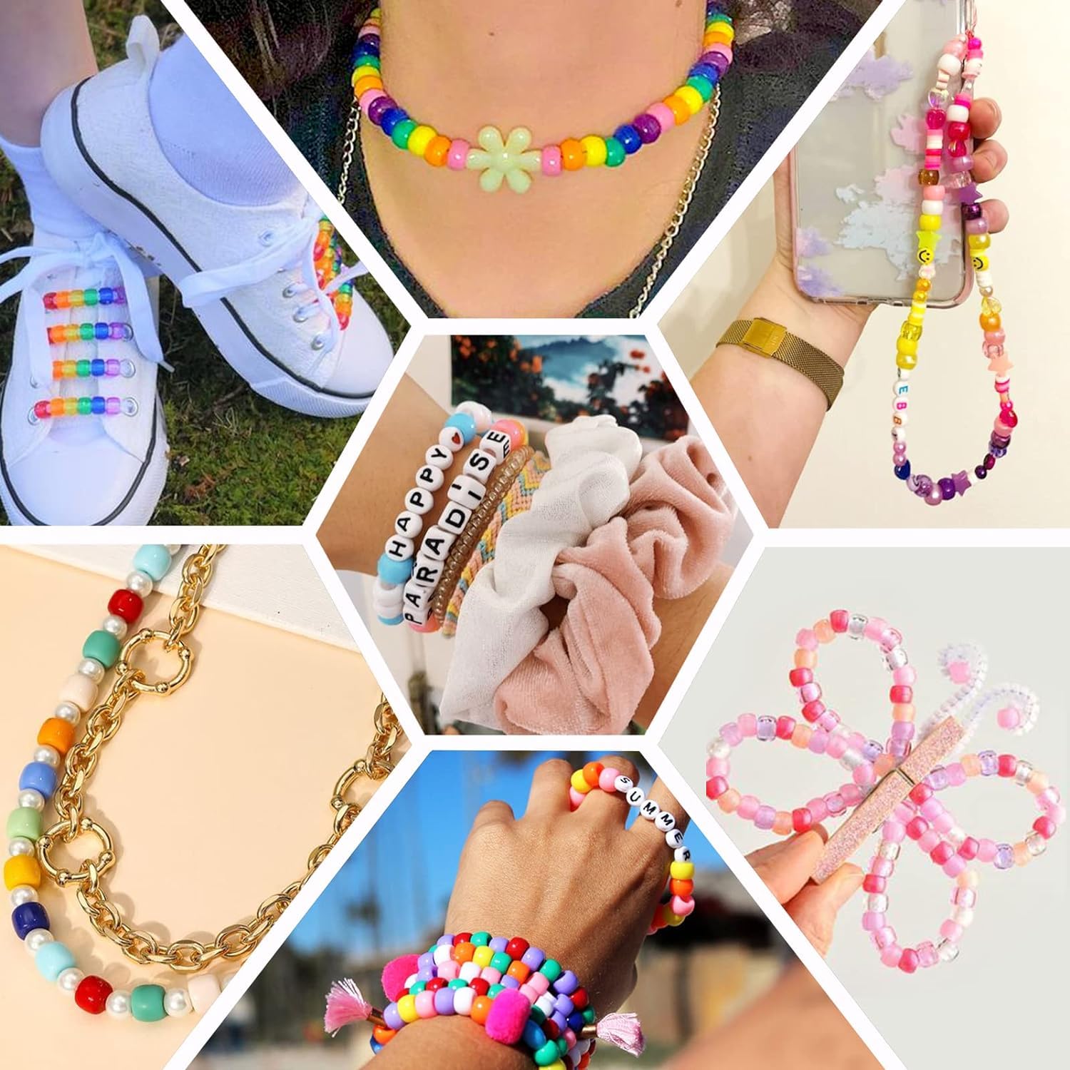 LIS HEGENSA 1300 Pcs DIY Childrens Crafts Beads Friendship Bracelet Kit, with Pony Beads Letter Beads and Bracelet Making Kit, Colorful Charms, Used for Custom Necklace Bracelets and Jewelry Decor