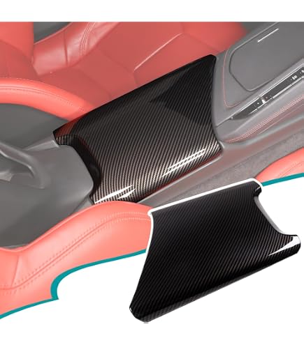 Real Carbon Fiber Armrest Box Panel Cover For Chevrolet Corvette C8 2020-2025 - Yellow, Center Console Protector