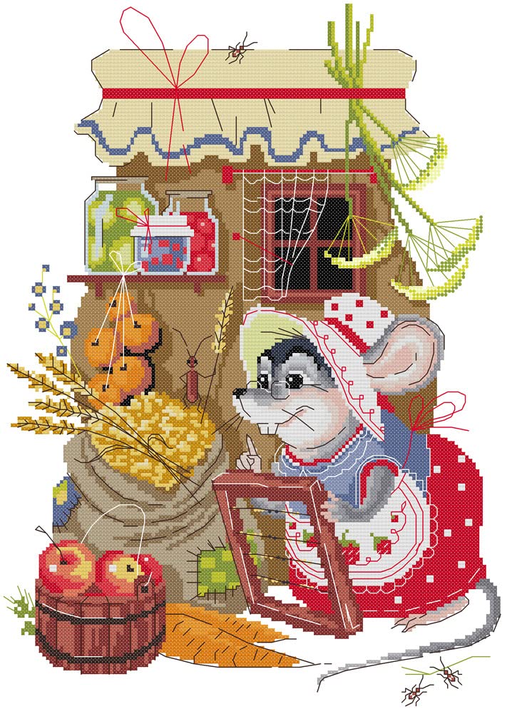 Awesocrafts Cross Stitch Stamped Kits Check Harvest Easy Patterns Cross Stitching Embroidery Needlework Kit Supplies (Harvest)