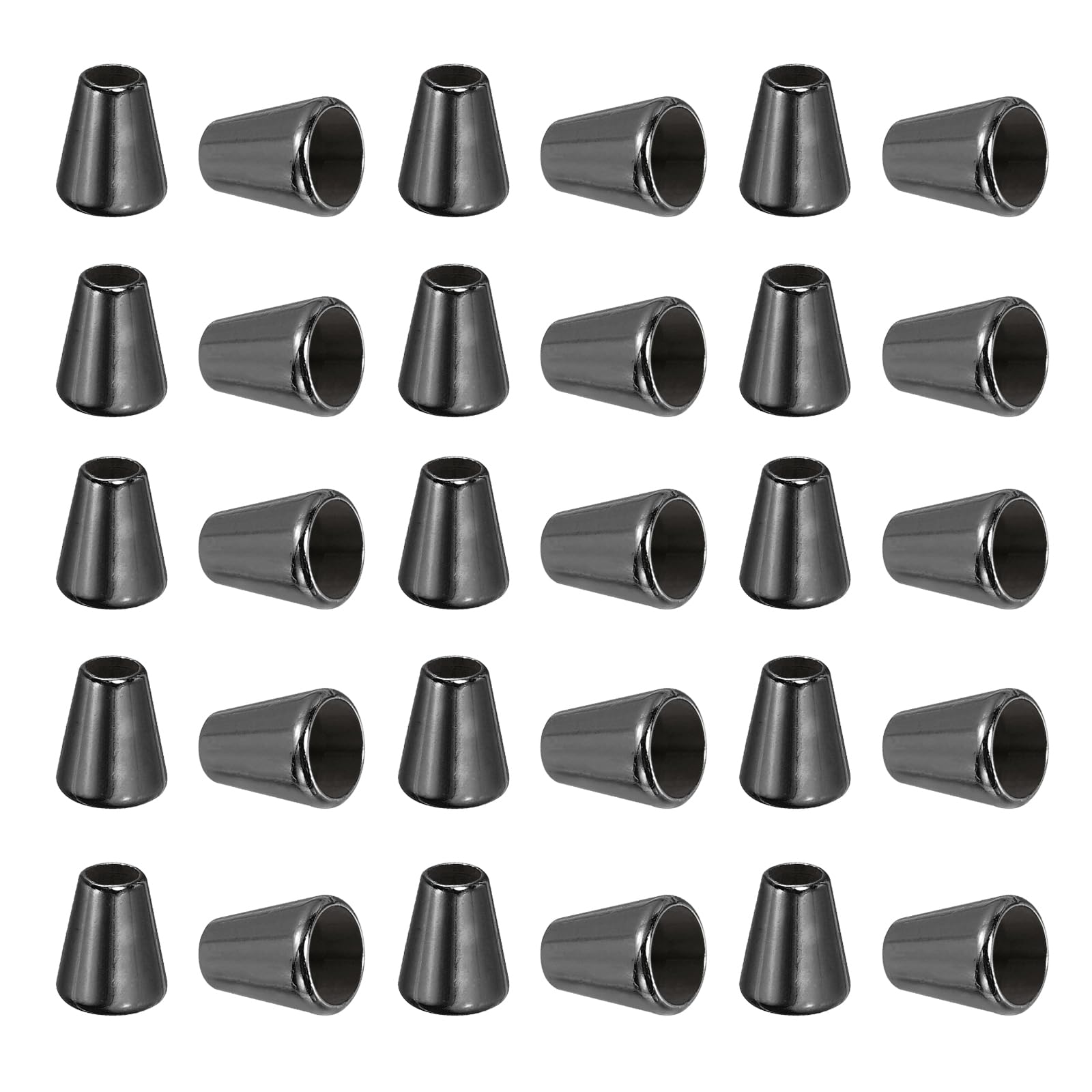 PATIKIL Bell Stopper Conical Cord Ends, 30 Pack Zinc Alloy Cord Rope Fastener Lock Clip for DIY Backpacks Shoelaces Bags, Dark Grey