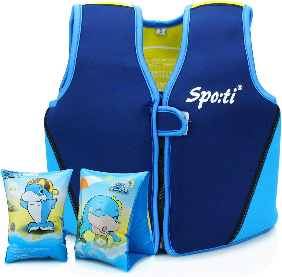 Wolfway Buoyancy Swim Jacket - Child Junior Swim Training Vest, Removable Floats (Neoprene) Used Age: 18 Months - 7 Years Old Baby to the Swimming Pool, Kayak include Swim Arm Band