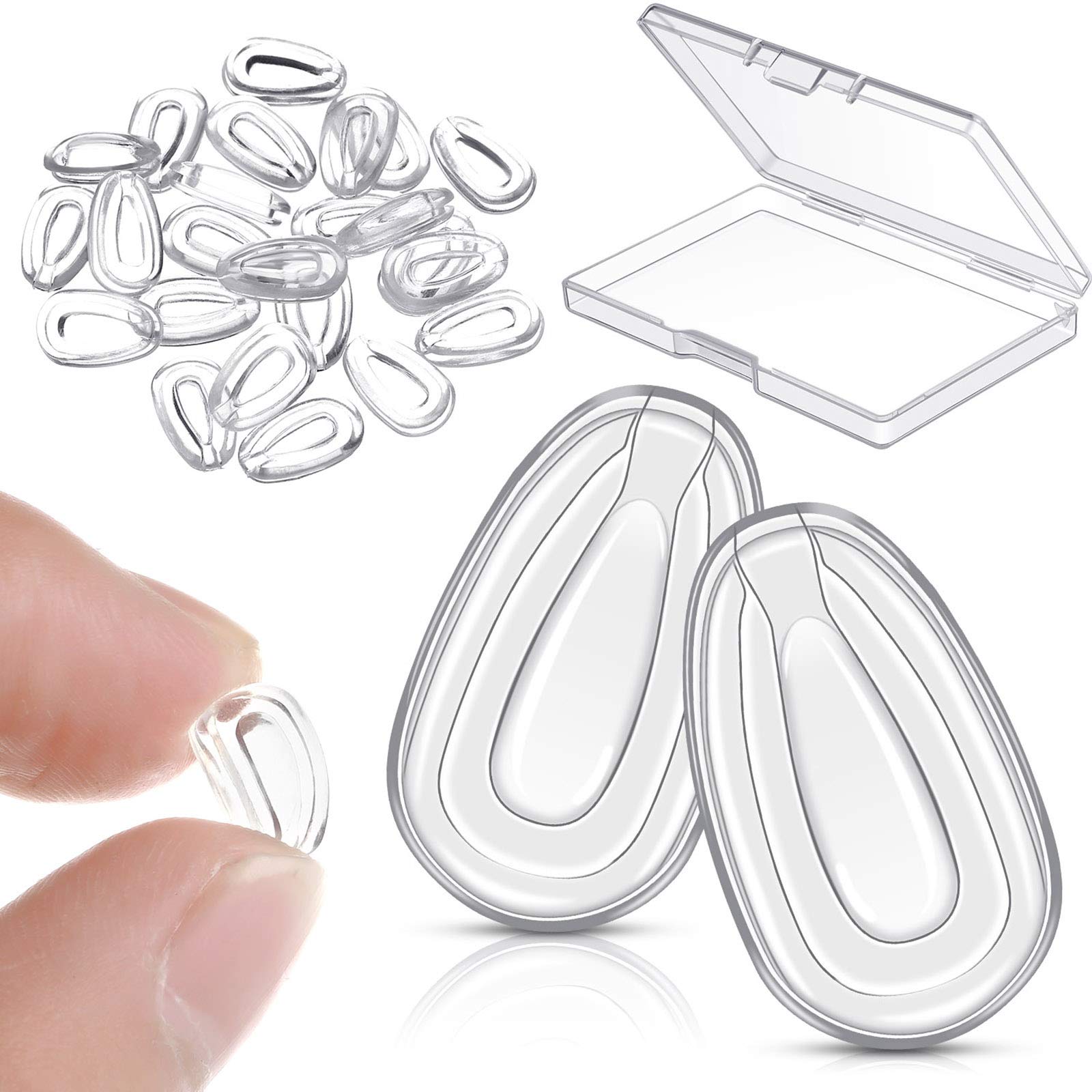 Photo 1 of 30 Pairs Eyeglass Nose Pads Silicone Nose Pad Replacement for Sunglasses Glasses Frame, Anti Slip Nose Pads Soft Transparent Nose Cushion, 0.45 x 0.27 x 0.07 Inch (Transparent)