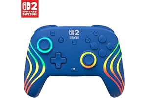 Turtle Beach Afterglow Wave Wireless RGB Gaming Controller - Officially Licensed for Nintendo Switch 2, Nintendo Switch/Switch Lite/OLED - TMR Thumbsticks, Customizable Lighting – Blue