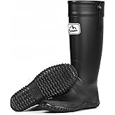 Furuian Rain Boots Women Tall Packable Garden Boots Waterproof Boots for Women Lightweight Rubber Boots Flat Mud Boots Black