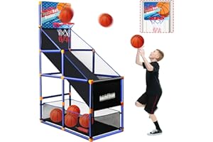 NEUBSAW Arcade Basketball Game Set for Kids, Boy Toys Basketball Hoop with 4-5 Balls for 3-12 Years Old, Adjustable Height w/Pump & Storage Net for Kids Indoor Outdoor Sports Play, Christmas Birthday Gifts