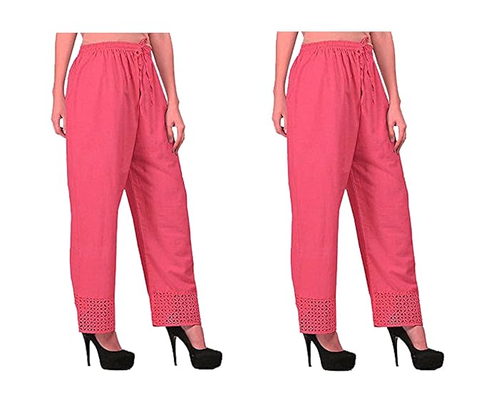 Women's Cotton Palazzo Designer Plain Casual Wear Palazzo for Women/Girl Combo Cotton Palazzo Color-Peach_ Peach