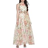 Eliza J Womens Gown Style Floral Organza Sleeveless Jewel Neck Dress