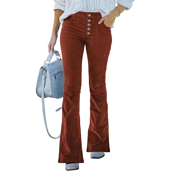 Corduroy Pants for Women High Waist Flare Pants Vintage Baggy Wide