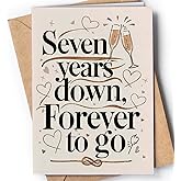 7 Year Anniversary Card for Husband or Wife, Seven Year Anniversary Wedding Card for him or her, 7 Year Anniversary Card for Girlfriend or Boyfriend, Romantic Happy 7th Anniversary Cards for Couple