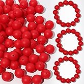 Richbunnys 120pcs 15mm Bulk Silicone Beads for Pens, Keychains, Necklaces and Bracelets Making, Assorted Rubber Beads Set (Red)