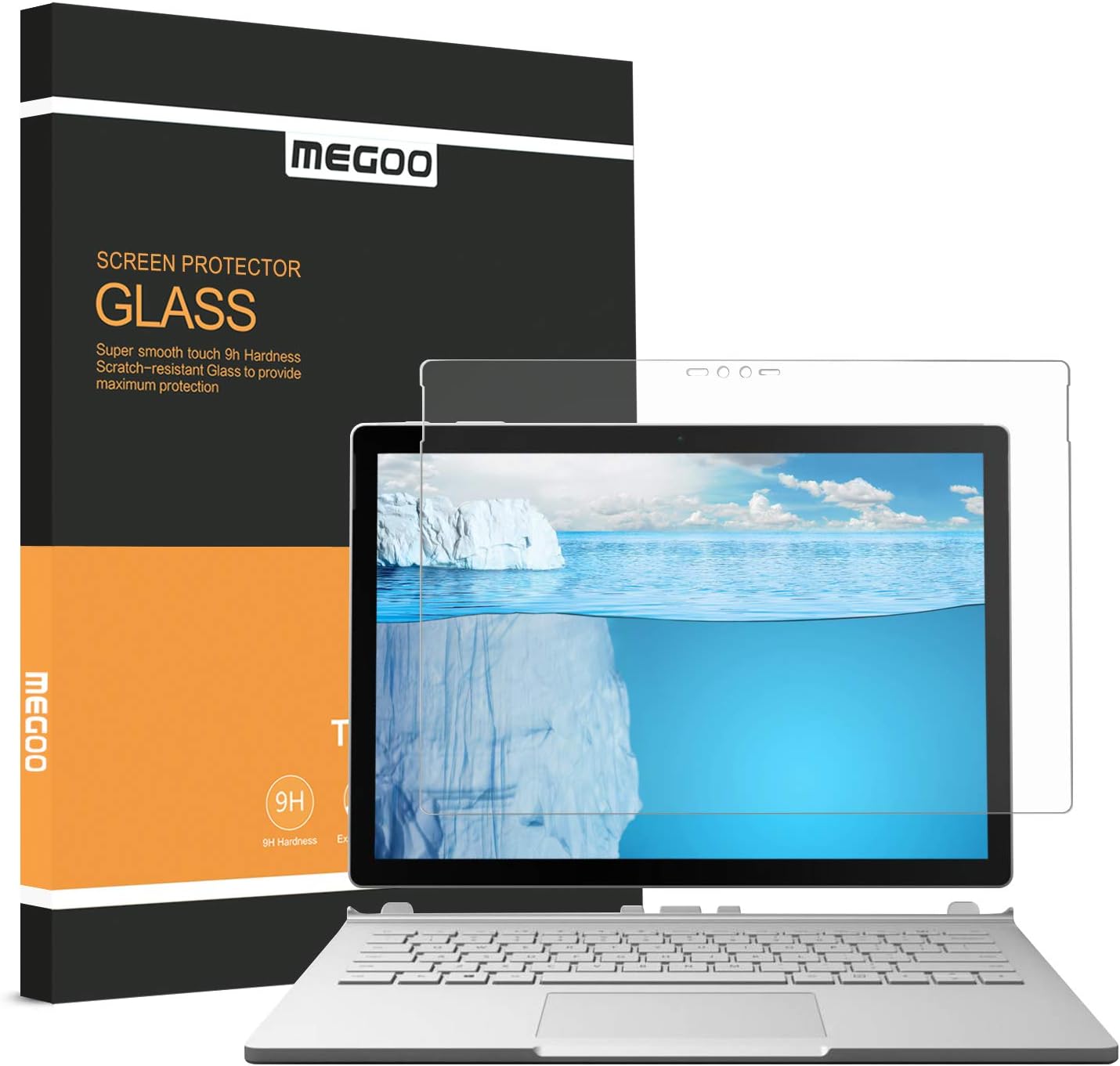 MEGOO Surface Book 1/2 (13.5 inch) Screen Protector,Tempered Glass, Easy Installation, Quick Response, Smooth Touching