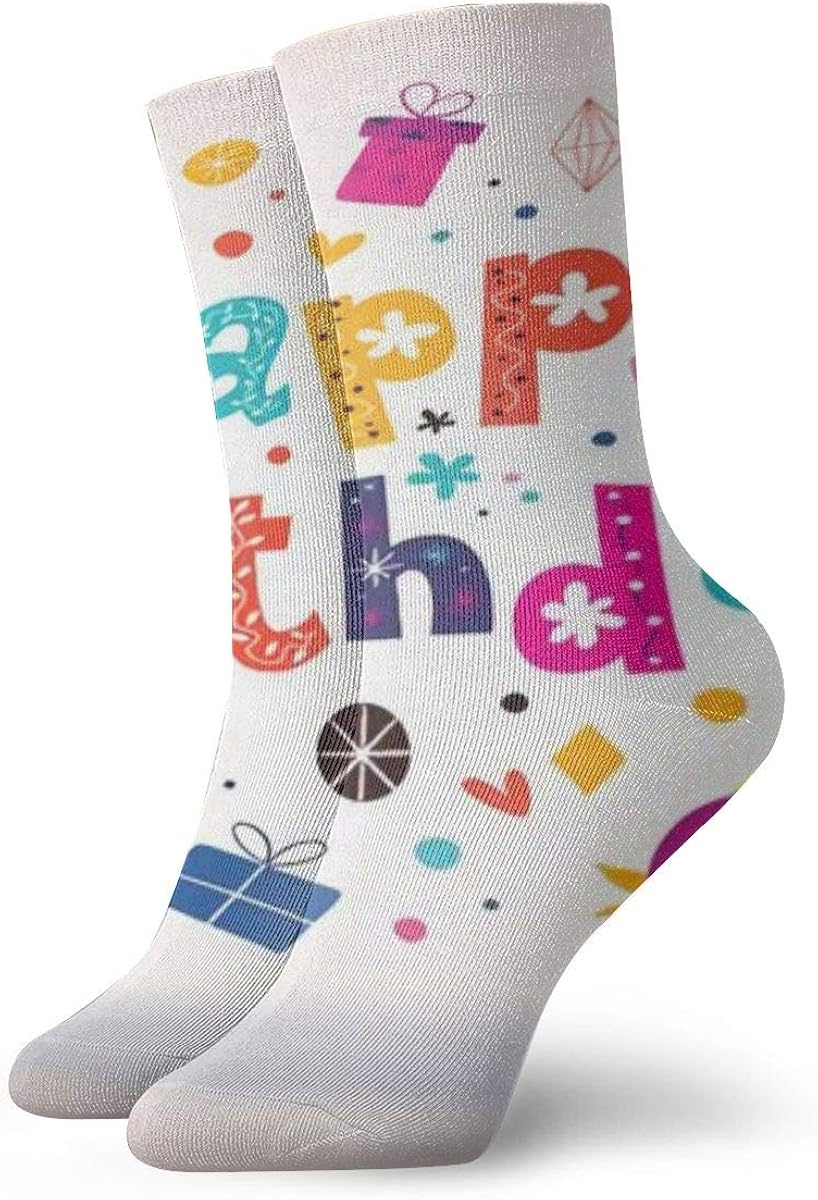 Casual Crew Socks,Happy Birthday Card,Polyester,men&women