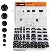 Yejesiy 210PCS Rubber Grommet kit, Premium 7 Sizes Rubber Grommets for Wiring, Automotive, Home Improvement, Closed Wire Grommet for Wire Electrical Appliance Plumbing