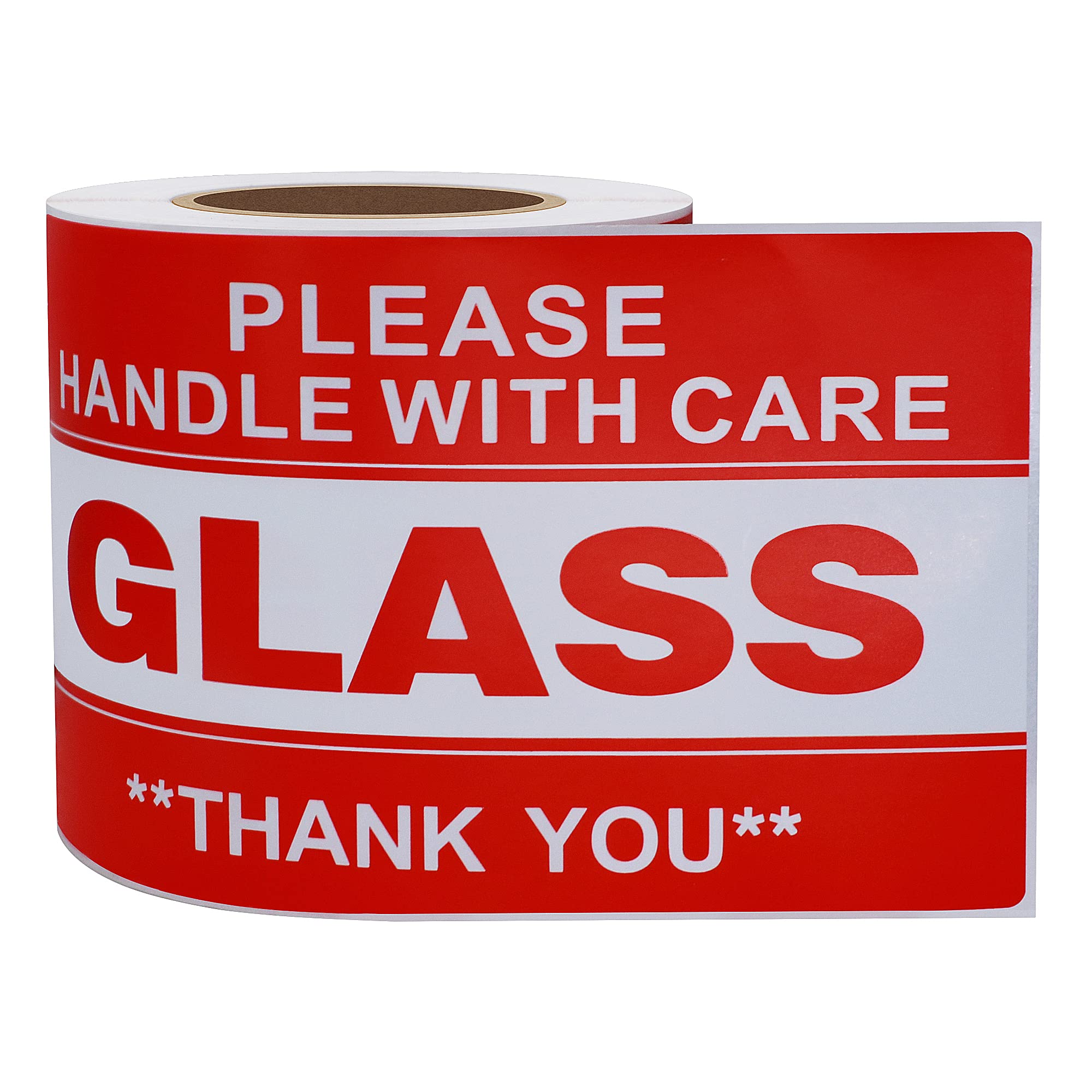 Hycodest 3x5 inch Glass Warning Stickers 100 PCS Rectangle Handle with Care Packing Labels, Glass