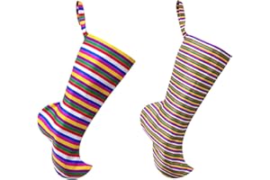 ANTIQUE ALIVE Korean Style Christmas Stocking Socks 2 Pack Colorful Stripes Xmas Stockings Fireplace Ornaments Wall Hanging Home Decor for Family Holiday Season Traditional Party Decorations (Korean Stripe)