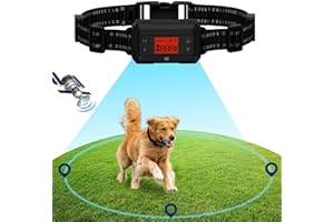 HGFLMR GPS Wireless Dog Fence, Electric Dog Fence Outdoor, Tone/Vibration/Shock Adjustable Mode Intensity, 33~999FT Electric Dog Fence, IPX7 Waterproof Wireless Dog Fence Collar, Suitable for All Dogs