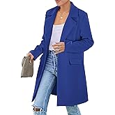 PRETTYGARDEN Women's 2026 Spring Fall Long Blazer Jackets Long Sleeve Lapel Pockets Loose Fit Work Casual Blazers Outerwear