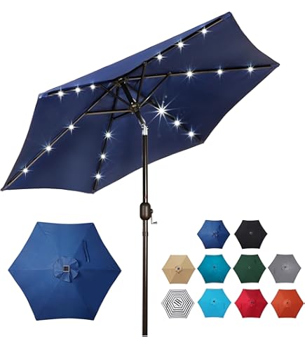 Trademark Innovations 7' Solar LED Patio Umbrella (Blue) : Patio, Lawn & Garden
