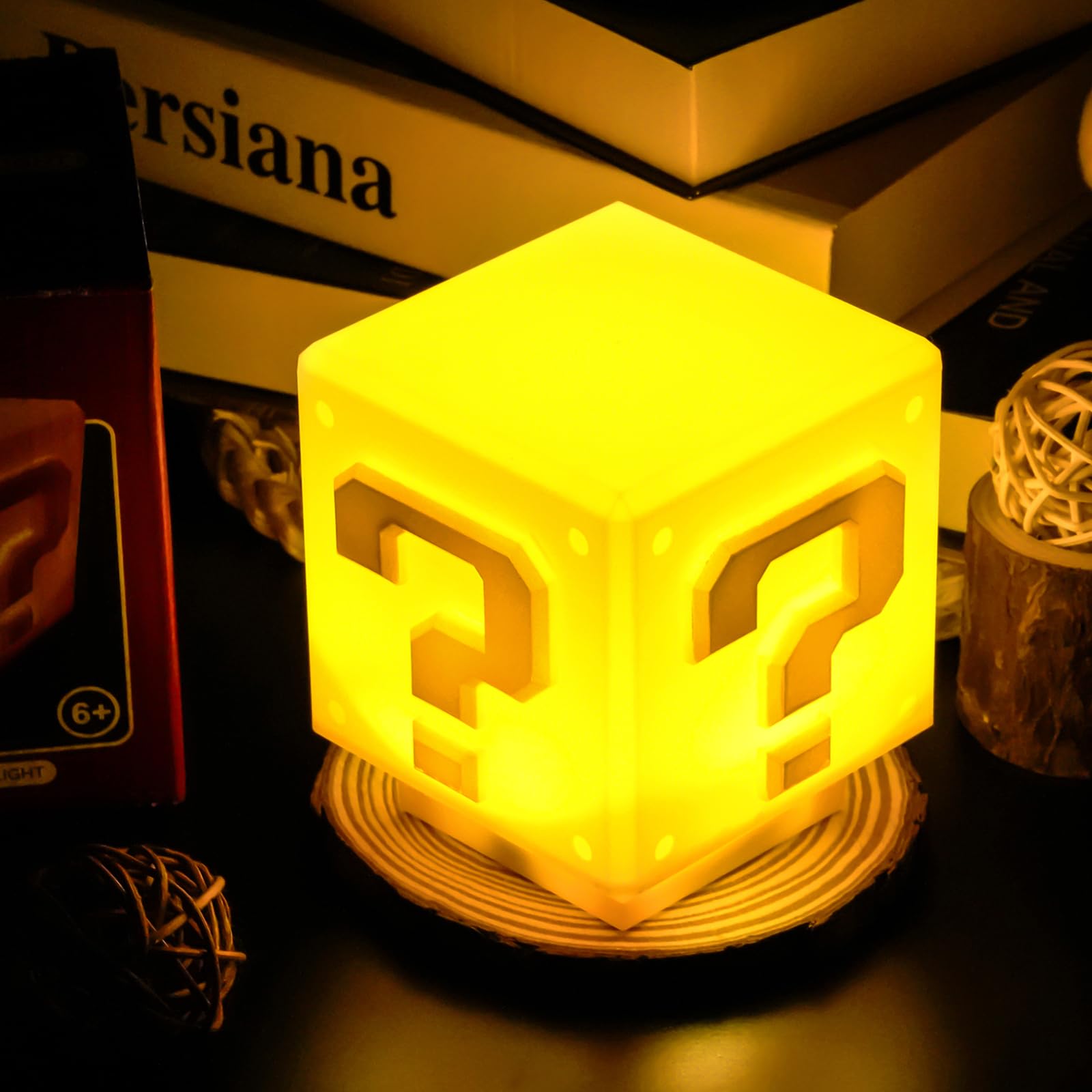 Sweetone Night Light, Mini Question Block Light, 3D Icon Light, Night Light Kids with Game Sound Effects, Touch Switch Control, USB Rechargeable, Night Lamp As Present for Kids and Fans