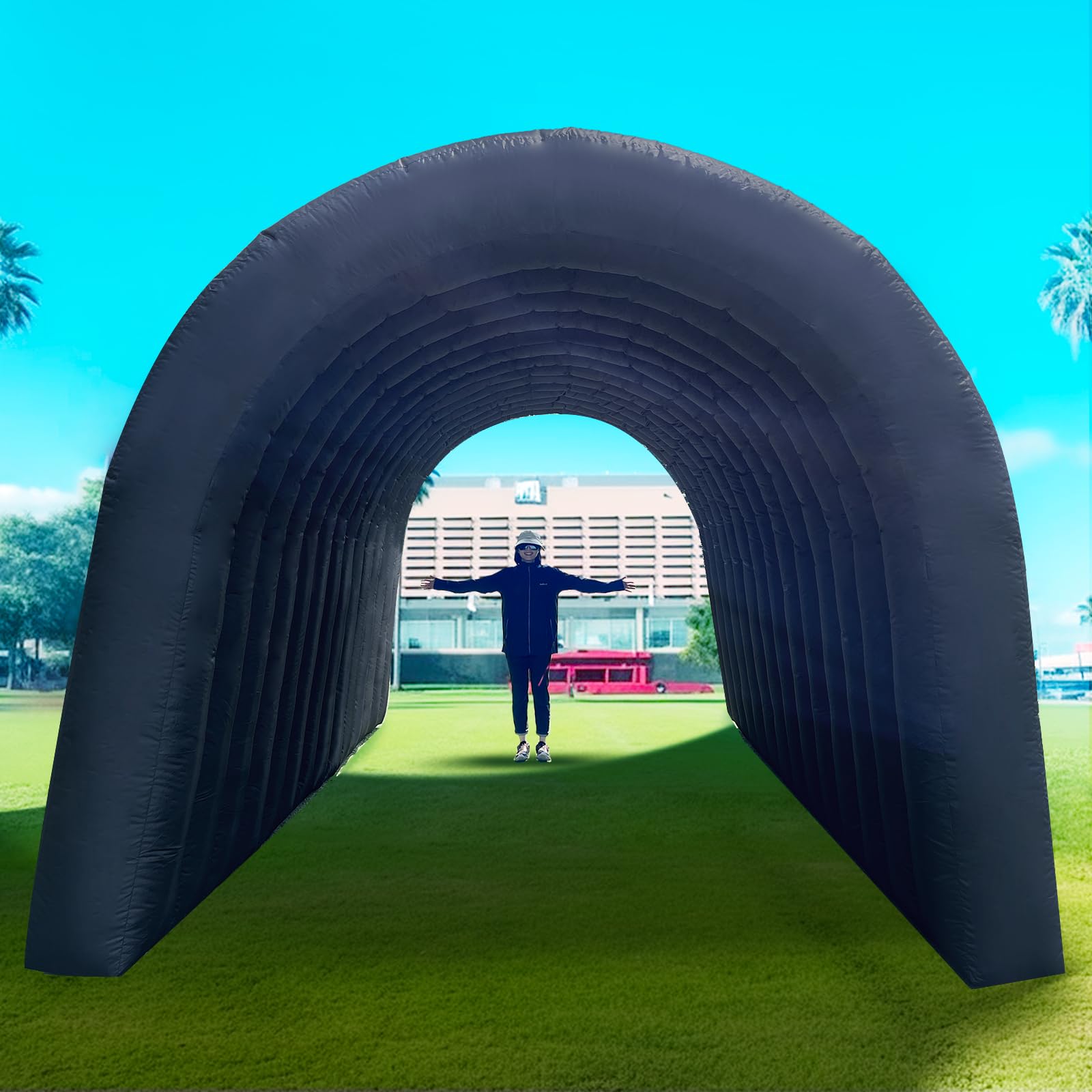 OZIS 16FT Inflatable Tunnel Entrance Sports with Installed Blower Inflatable Football Tunnel Tent Inflatable Entryway for Business Advertising Event Exhibition Promotion(Black,16x10x10ft)