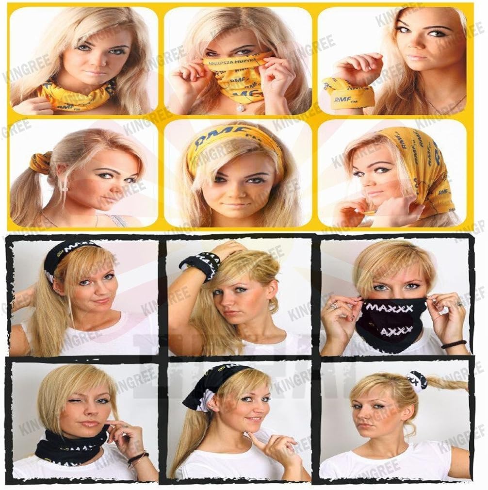KINGREE 9PCS Face Mask Bandanas Headband Head Wrap Scarf Neck Warmer Headwear Balaclava for for Dust Sun Wind (Totem 1): Clothing