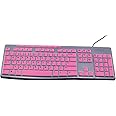 JuYuish Ultra Thin Desktop PC Silicone Keyboard Cover Skin Protector Compatible for Logitech MK295 MK275 MK270 Wireless Keyboard, Logitech K200 K260 K270 MK200 MK260 Keyboard - Pink