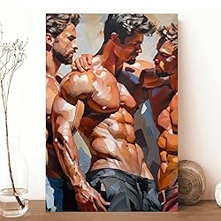 HMLZSJ Nude Muscle Male Torso Portrait Art Gay