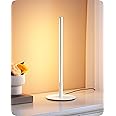 EDISHINE Upgraded LED Table Lamp, Dimmable Bedside Lamp, 3 Color Temperature, Power Cord Touch Switch Desk Lamp, Minimal Nightstand Lamp for Bedroom, Living Room, Gift, Metal Finish, Eye Caring, White