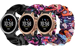 Puhuite Compatible with 16mm 18mm 20mm 22mm Watch Bands,Soft Cute Printed Elastic Cloth Wristband Quick Release Band Scrunchie Wristbands Replacement for Women