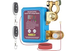 Calreer Interrupteur de déconnexion de batterie à distance, 12 V 240 A avec affichage LED de tension, antivol, interrupteur d