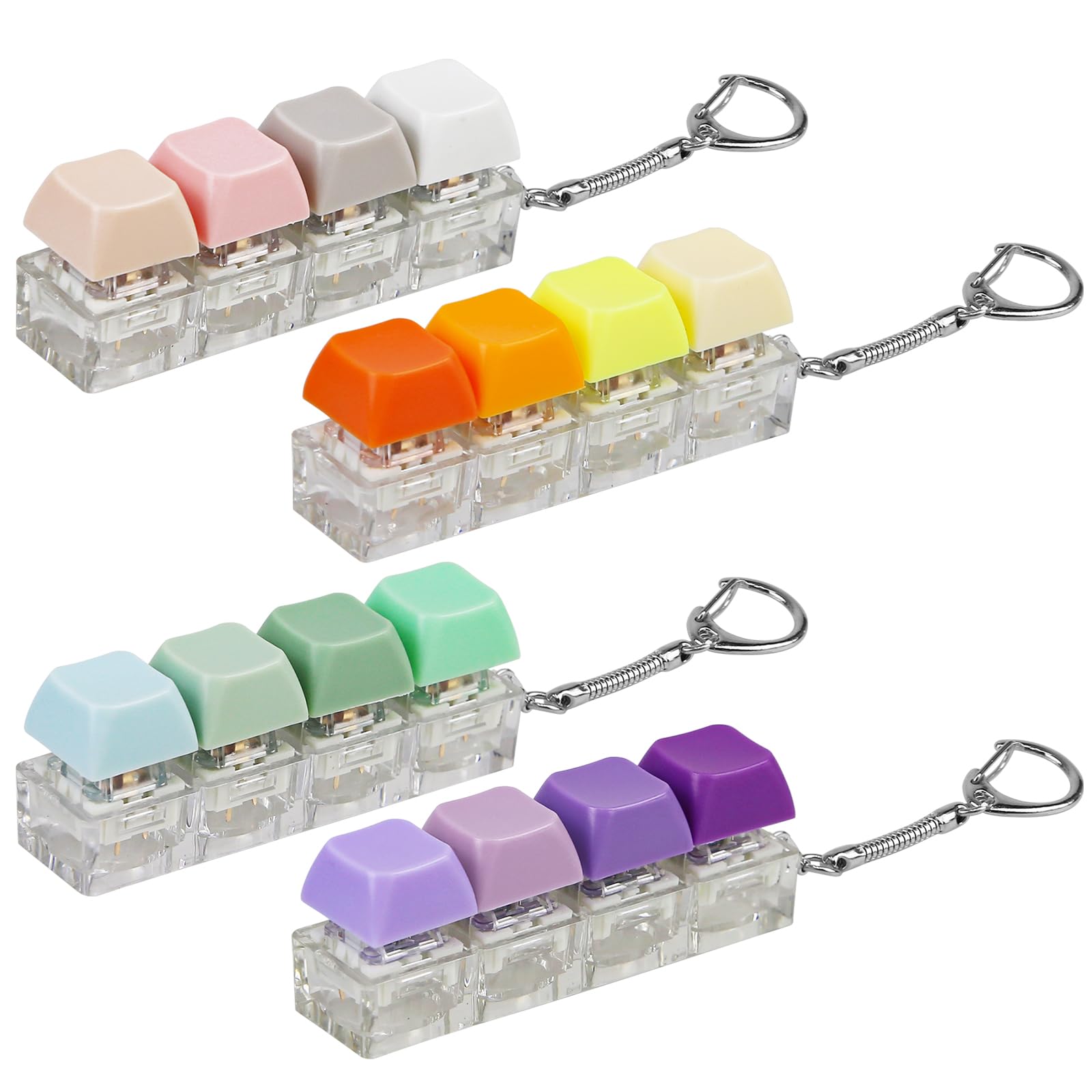 4PCS Keyboard Fidget Toys - Fidget Keyring Button Keyboard Fidget Keychain Clicker 4 Keys Decompression Toys Funny Stress Relief Portable Fidgets Keyboard (style 4)