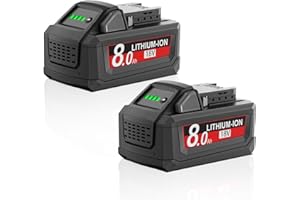 JUNWOOD 2Pack 8.0Ah Replacement for Milwaukee m18 Battery Lithium Compatible with 18 Volt Milwaukee 18V Battery 48-11-1810 48-11-1820 48-11-1840 48-11-1850 48-11-1828 48-11-1860 Cordless Power Tools