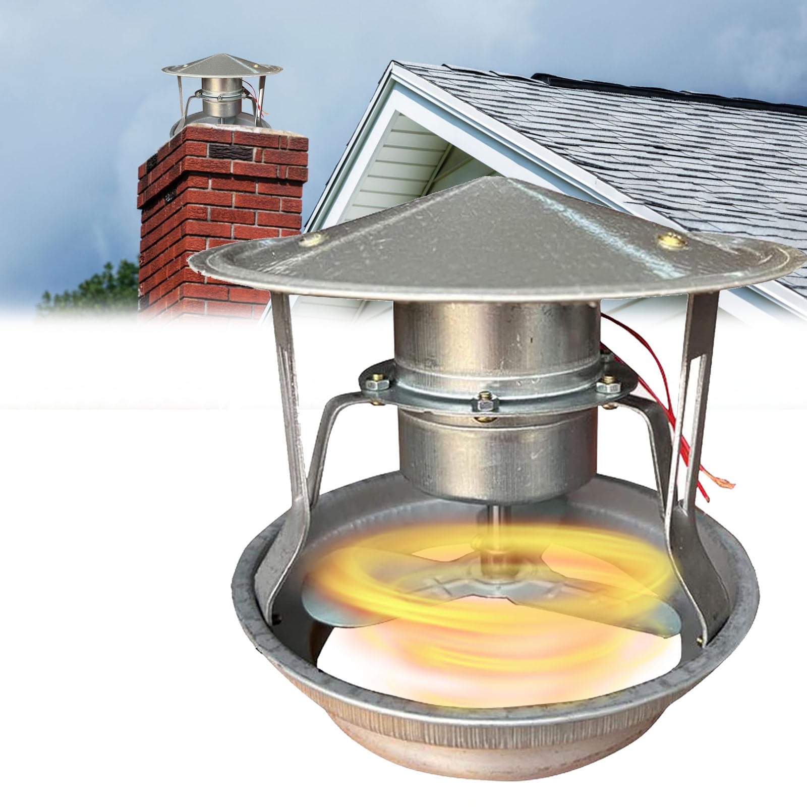 Smoke Extractor Fan, 40W Exhaust Pipe Fan Chimney Fans Fireplace Vent Chimney Ventilation Exhaust 12.5-17cm Low-Noise Smoke Machine Induced Draft Fans for Chimney