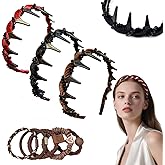 3Pcs Zig Zag Headbands,Vintage High Cranium Artificial Pearl Hairband,Hairs Bands with Teeth Hoop for Women and Girls,Wedding,Party or Daily Wear Hairband(Crystal)