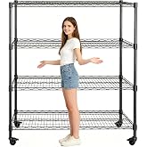 LAJIAOZ 4 Tier Shelf Adjustable Wire Shelving Rack Garage Storage Shelving | 2500LBS Metal Sturdy and Heavy Duty Storage Sehlf Display Rack for Office,Kitchen,Bedroom,Bathroom, 62" H x 58" W x 20" D
