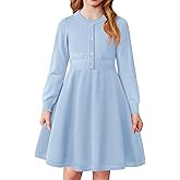 Arshiner Girls Sweater Dress Long Sleeve Button Knit Fall Winter Pullover Dresses for Kids 5-12 Years
