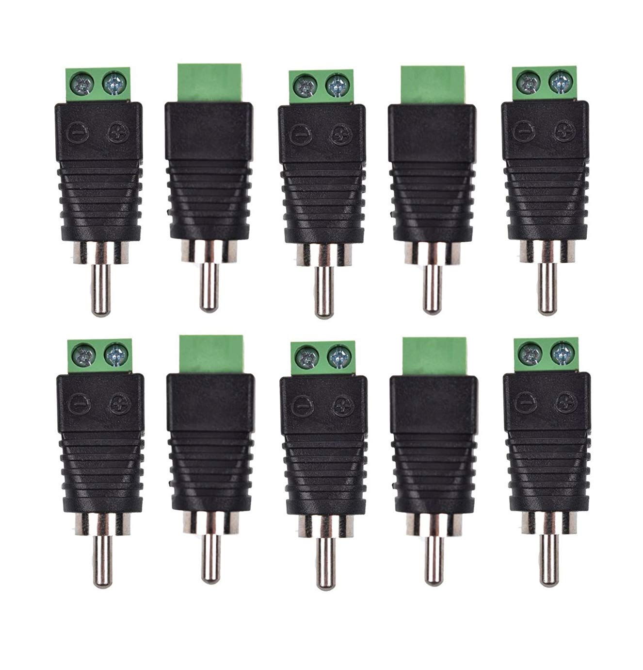 Bestga 10 PCS RCA Male Connector, Phono RCA Male Plug to AV Screw Terminal Audio Video Connector Adapter for CCTV Security Camera System