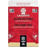 Lakanto Golden Monkfruit Sweetener Packets with Erythritol - Raw Cane Sugar Substitute, Zero Calorie, Keto Diet Friendly, Zer