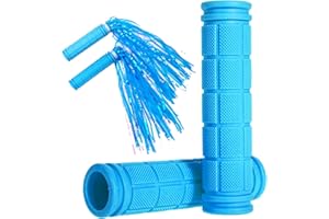 AHOMAME Bike Handle Grips with Tassel Streamers for Girls Boys and Kids, Non-Slip Bicycle Handlebar Grips Cover for Mountain Bike, Scooters Road Bike BMX MTB Cycling Replacement Parts