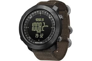 North Edge-Apache Sports Outdoors Digital Watch, Tactical Watches for Men, Durable Wrist Watch, Black Tactical Watch Military Watches for Men with Compass Temperature Pedometer Step Counter (Brown)