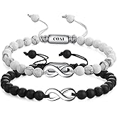 COAI His and Hers Bracelets, Stone Beaded Infinity Bracelets for Couples