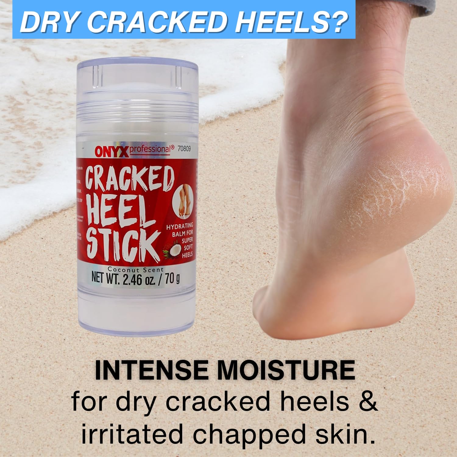 Onyx Professional Cracked Heel Repair Balm Stick, Dry Cracked Feet Treatment, Moisturizing Heel Balm Rolls On & Gel Moisturizing Socks, One Size Dry Feet Treatment for Women or Men