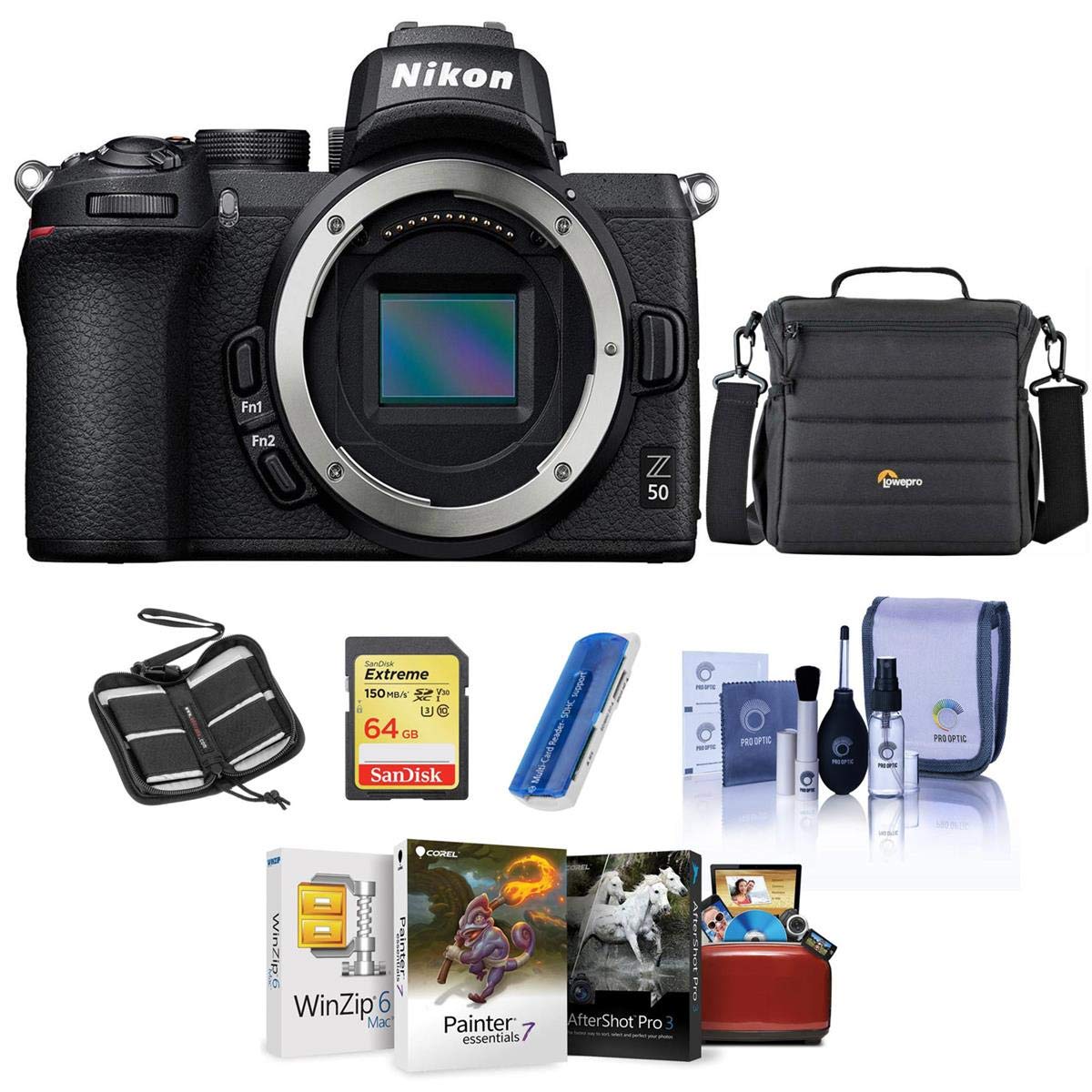 Nikon Z50 Mirrorless Camera Body - Bundle with Camera Case, 64GB SDXC Memory Card, Cleaning kit, Mem