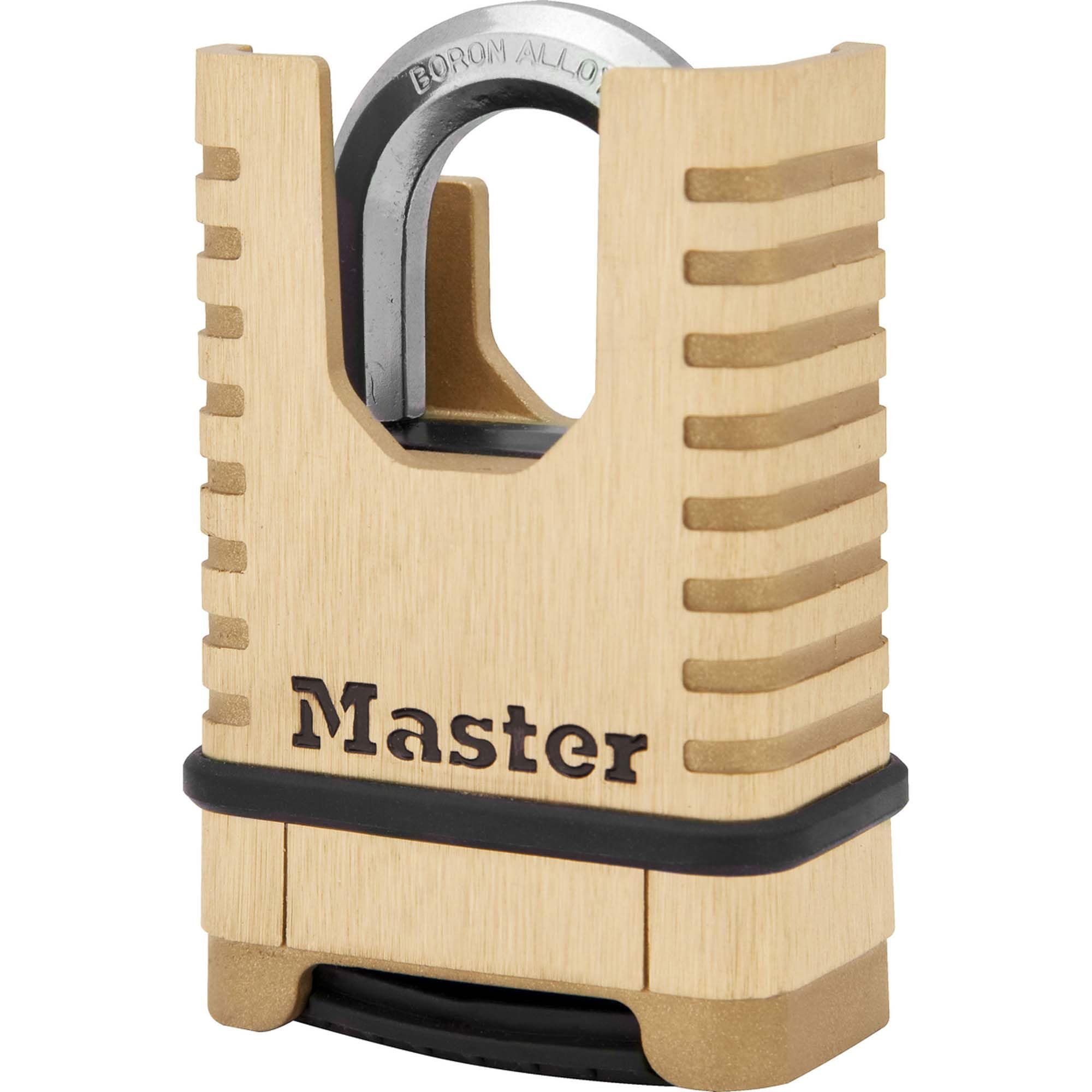 MASTER LOCK Brass Heavy Duty Solid Padlock, Security Level 9/10, Outdoor, Combination, Anti-Rust and Weatherproof, Closed Shackle