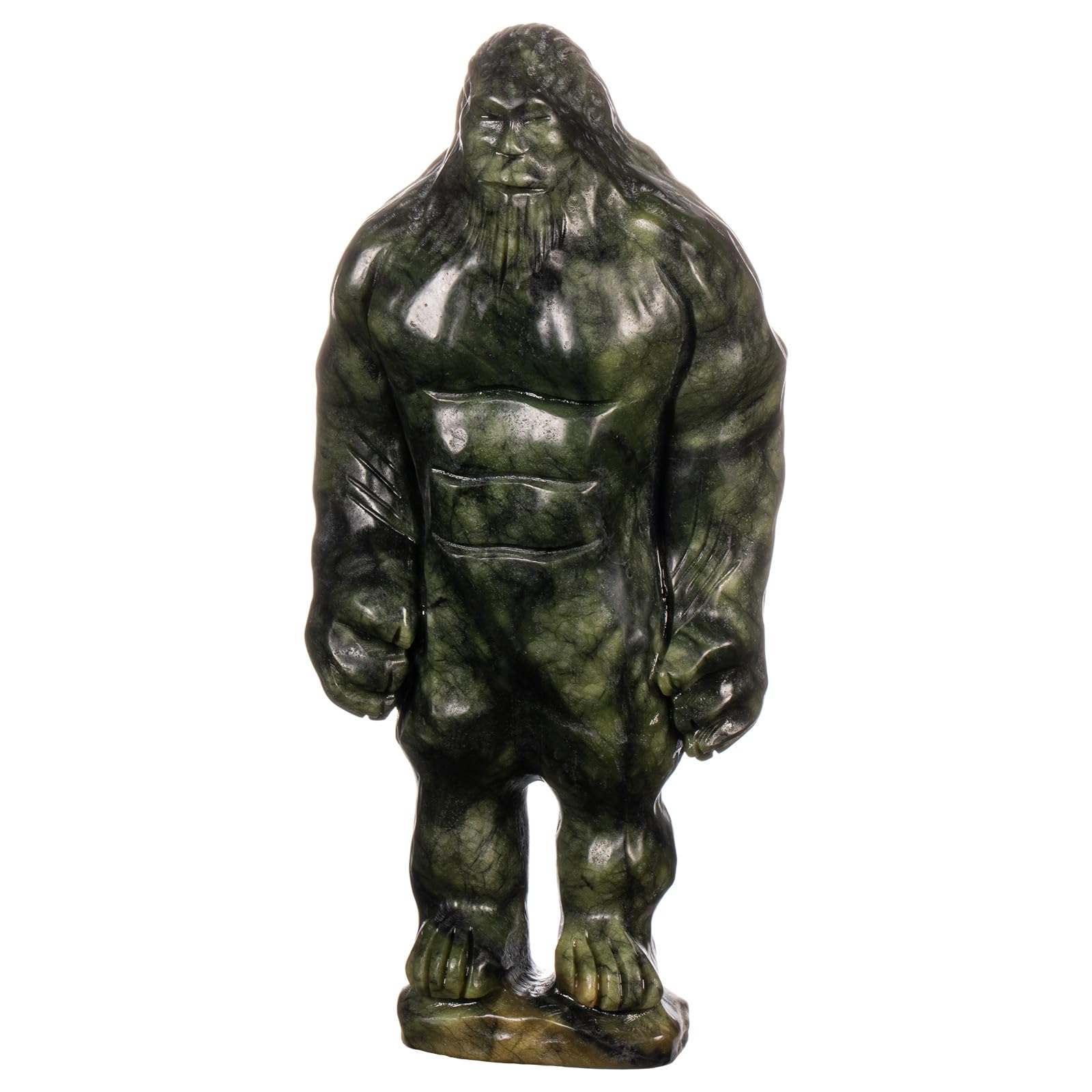 Nupuyai 6.1" Green Jade Crystal Stone Ape Man Statue, Natural Stone Figurine Standing Carved Stone Figure for Home Office Decor