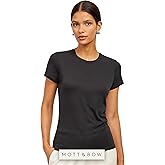 Mott & Bow Women’s Classic Crew Neck T-Shirt – Premium Cotton Modal Blend, Everyday Fit, Durable & Tagless